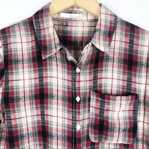 Ellison Plaid Button Down | Red White | Size Large - Picture 3 of 9